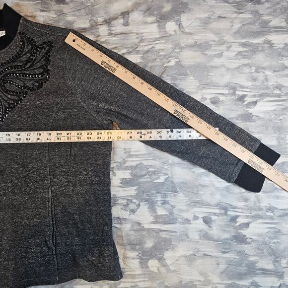 Bob Mackie Wearable Art Black Sequine Wings Gray Full Zip Jacket Women's XL Gift - Picture 4 of 8